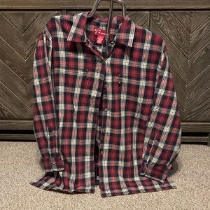 Tradition Red and Black Plaid women button down Shirt